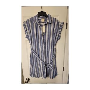 NWT Francesca's Shirt Dress Blue & White Stripe Chambray Harper Heritage…